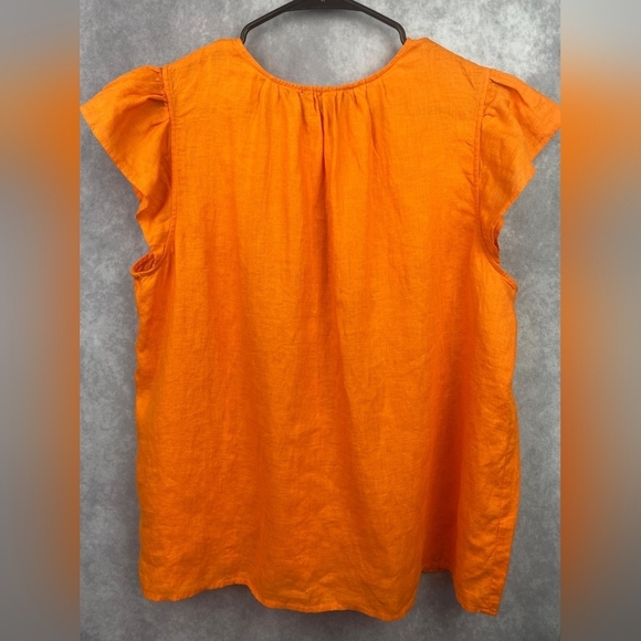 Ann‎ Taylor Pure Linen Flutter Sleeve Breathable lightweight Top Orange Size XL - Picture 13 of 14